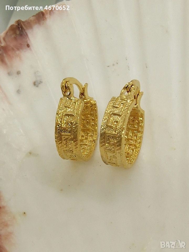 Greek Pattern Hoop Earrings 🌀 | дамски обеци халки, снимка 1