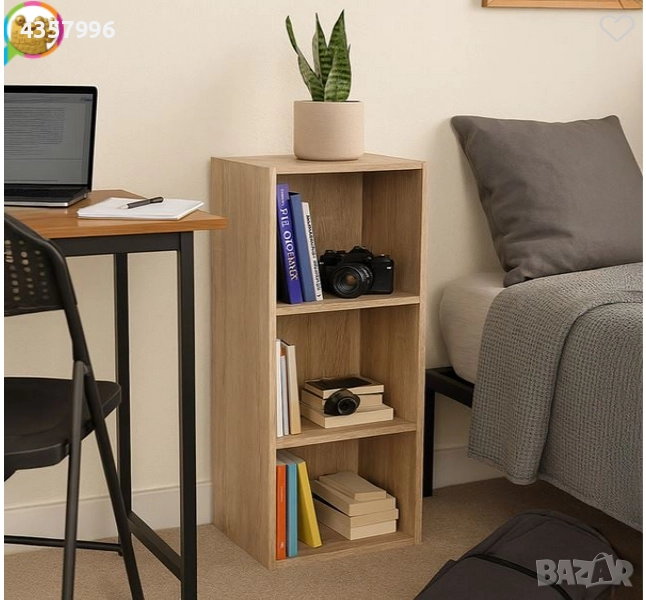 Етажерка - библиотека, 3 рафта, Кафяв , снимка 1