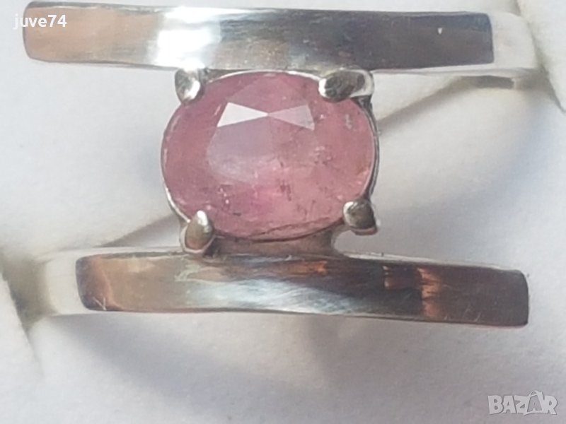 СРЕБЪРЕН ПРЪСТЕН С ПЕЦОТАИТ(ОРАНЖЕВО-РОЗОВ БЕРИЛ)-МАДАГАСКАР, снимка 1