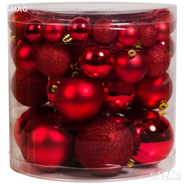 Комплект коледни топки червени 4–10 см 54 бр._1111967, снимка 1