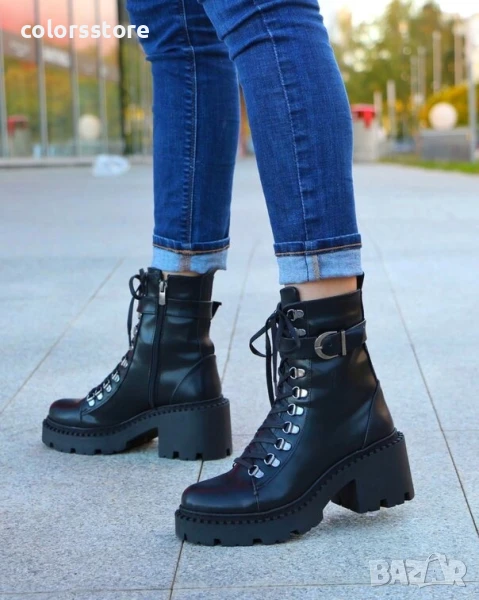 Боти на ток - черна кожа - TDS90 , снимка 1