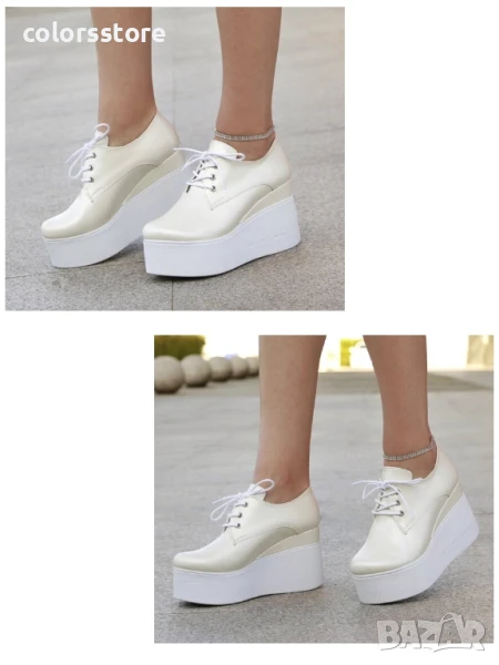 Обувки на платформа - бяла перла - 120K , снимка 1
