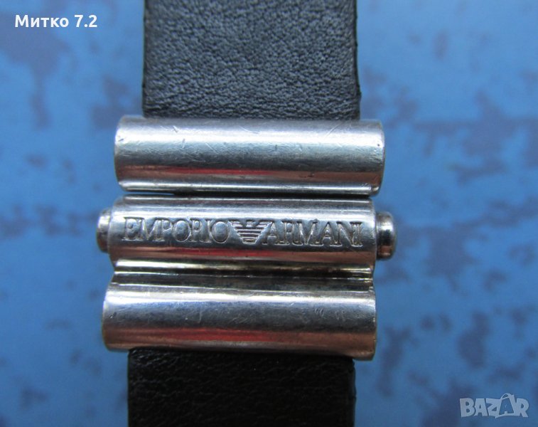 сребърна гривна с кожа - armani, снимка 1