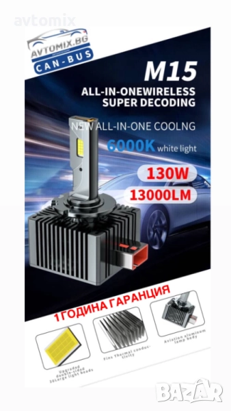 LED Крушки D1S 130W 13000LM canbus, снимка 1