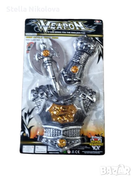 Играчка Рицарски комплект с брадва,ризница и налакътник, снимка 1