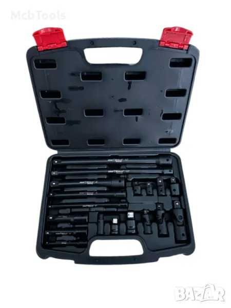 Комплект ударни преходници и удължения 18 части – 1/4″, 3/8″, 1/2″ KraftWelle, снимка 1