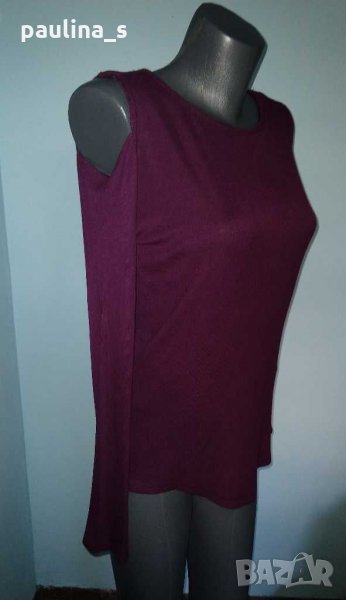 Еластична блуза модел топ с дълъг ръкав и открити рамене в цвят "Аметист" / голям размер , снимка 1