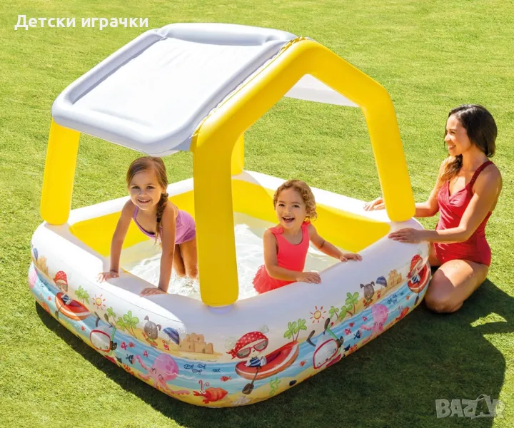 Детски надуваем басейн със сенник INTEX,157 х 157 х 122, Sun Shade, снимка 1