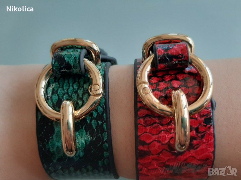 Ефектни гривни от естествена кожа със змийски ефект. НОВИ! , снимка 1