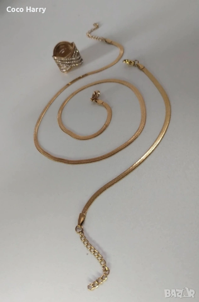 Комплект гривна,пръстен и колие,медицинска стомана, снимка 1