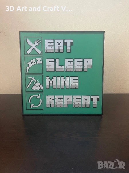 Релефна картина Eat, Sleep, Mine, Repeat, снимка 1