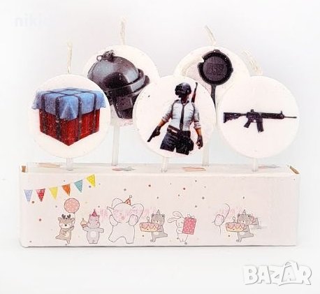 5 бр свещи свещ PUBG войници Фортнайт Fortnite за торта Рожден ден детско парти топери топер, снимка 1