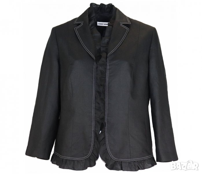 XXL Черно ленено сако с къдрички Garry Weber, снимка 1