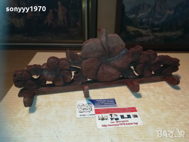 Закачалка стенна със цветя дърворезба 3012201954, снимка 5 - Колекции - 31262703