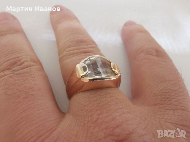 Златен мъжки пръстен с циркон 3, снимка 8 - Пръстени - 25952741
