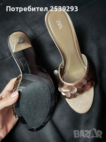 Zara Fantasy Sequin Сандали, снимка 4 - Дамски обувки на ток - 54164104