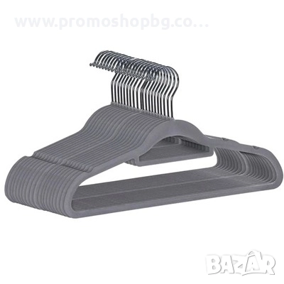 Комплект 20 бр закачалки за дрехи Ruhhy, сиви, велур