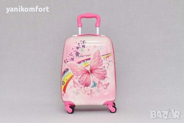 Детски куфар за пътуване – ръчен багаж за самолет с 360° колелца, снимка 7 - Куфари - 54242658