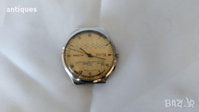Мъжки механичен ръчен часовник - РАКЕТА / RAKETA - Календар, снимка 9 - Антикварни и старинни предмети - 38147907