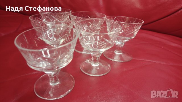 Кристални чашки за концентрат, гравюра, столче, 50 мл, 6 бр комплект, снимка 5 - Чаши - 44193539