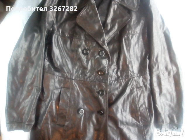 Шлифер,Черен,Естествена Кожа,, снимка 4 - Шлифери - 51744396