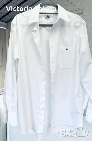 LACOSTE оригинал бяла мъжка риза, снимка 2 - Ризи - 51109460