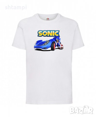 Детска Тениска Соник Sonic The Hedgehog Sonic Car Изненада,Подарък,Игра,Колата на соник, Sonic
