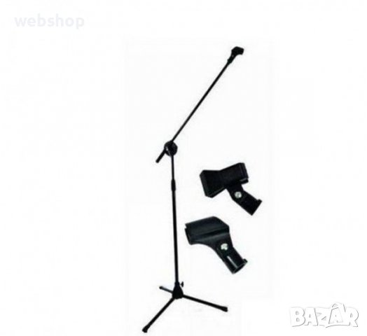 Стойка за микрофон MOD100, алуминиева, 2 бр. държачи за микрофон, 0,7m-1,3m, снимка 1 - Други - 39034986