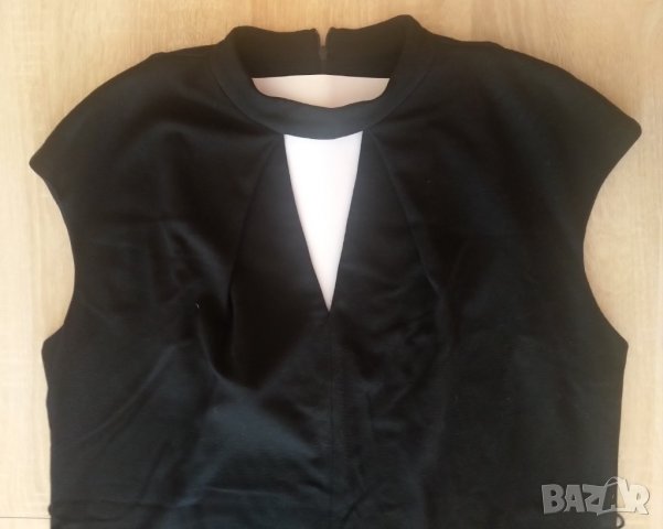 Елегантна черна рокля без ръкав с V-образно деколте, снимка 3 - Рокли - 36610764
