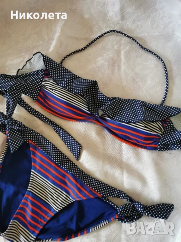 Горнище на бански в контрастни детайли , снимка 2 - Бански костюми - 50687395