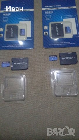 Нови micro SD карта карти памет 4 , 8 , 32 GB ГБ и 64 ГБ с адаптер за лаптоп компютър, снимка 1 - Карти памет - 30184791