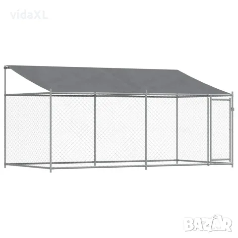 vidaXL Кучешка клетка с покрив и врата сив 4x2x2 м(SKU: 3209568)