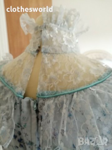 Лятна рокля във викториански стил в синьо на цветя, снимка 8 - Рокли - 37611171
