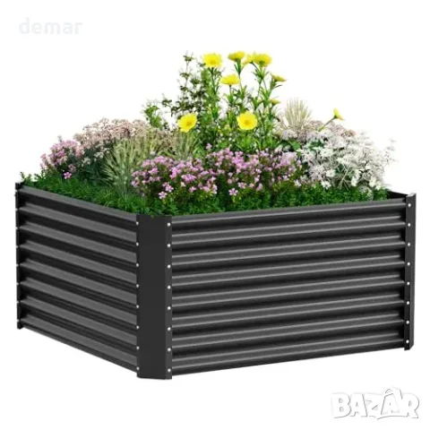 Повдигната метална градинска леха VELPAX 122 × 122 × 61 см, снимка 2 - Други - 55807546