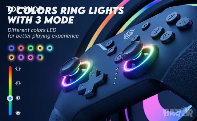 NYXI Chaos Switch Pro безжичен контролер/RGB LED подсветка-Nintendo Switch/Lite/OLED,програмируем, снимка 12 - Аксесоари - 49308720