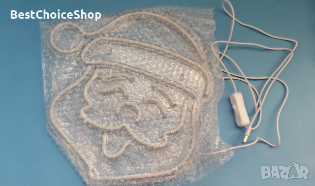 Неонова табела Дядо Коледа, стенна декорация – Многоцветен, снимка 2 - Декорация за дома - 53913496