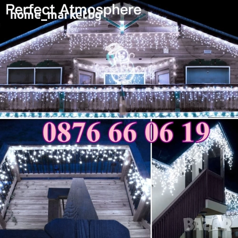 Коледна завеса 3 м бяла светлина, коледна украса, коледни лампички, снимка 2 - Декорация за дома - 52426292