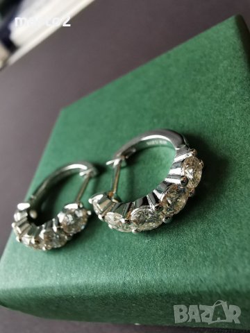 Елегантни 925 Сребърни Обеци с Мойсанити - 3 Карата!, снимка 3 - Обеци - 40521025