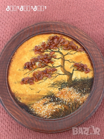 Старинна съветска картина от балтийски кехлибар , снимка 2 - Антикварни и старинни предмети - 52814620