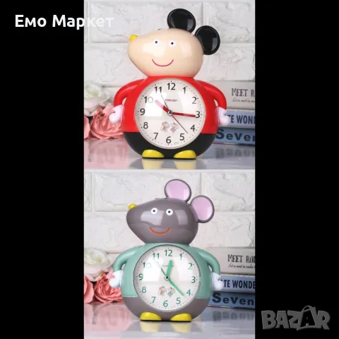 Детски симпатичен настолен часовник със светлини на батерии