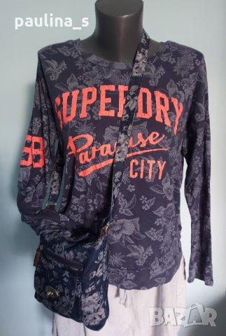 Памучна спортна блуза с флорален принт и неонов слоган, снимка 2 - Блузи с дълъг ръкав и пуловери - 29864731