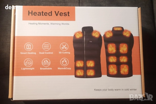 QLWY-MQ Електрическа отопляема жилетка за мъже с батерия, XXL, черна, снимка 7 - Други - 51732617