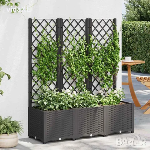 vidaXL Градинска саксия с решетка, черна, 120x40x136 см, полипропилен, снимка 2 - Саксии и кашпи - 56146769