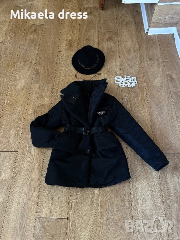 Прекрасно зимно яке от марката Pr с колан. Използвано, цветът му е черен.С,М Л размер, снимка 8 - Якета - 52544934