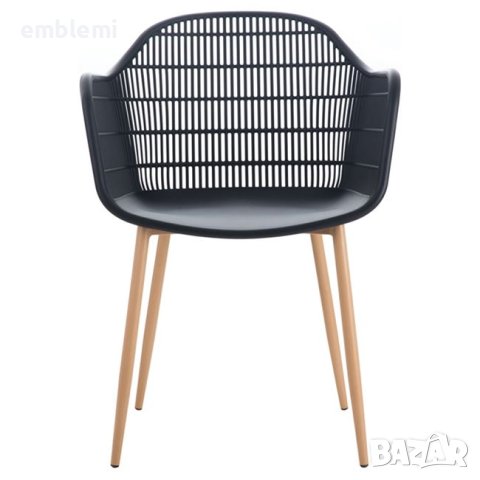 Стол градински трапезен Berry Черен с кафеви крака, снимка 4 - Столове - 44294737