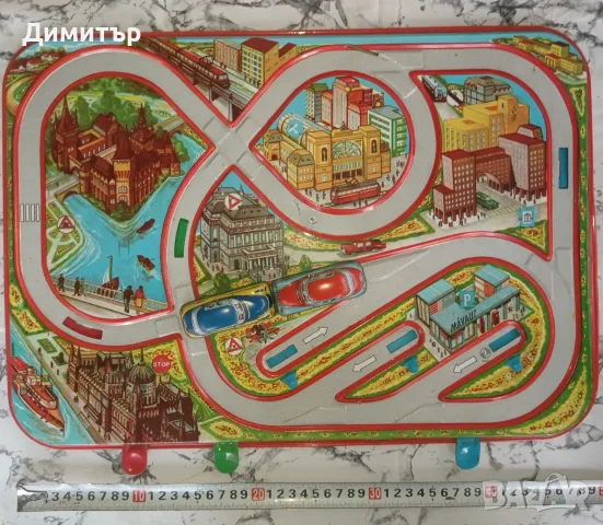 Ретро ламаринена играчка писта Lemezárugyár (Унгария, 1960/70-те) – За части / Реставрация, снимка 2 - Колекции - 56150020