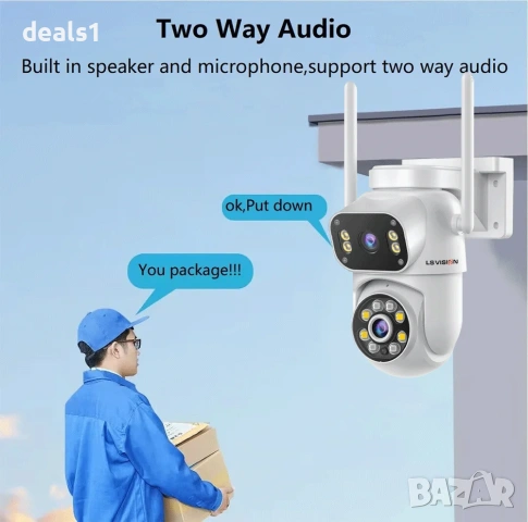 LS VISION WiFi IP PTZ 4K 8MP Камера Цветно нощно виждане Двупосочно аудио iCSee APP, снимка 8 - IP камери - 51016045