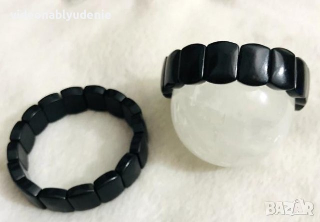 Масивна Защитна Гривна от Лечебен Шунгит Най-Целебният Камък на Земята Благороден Кристален Минерал