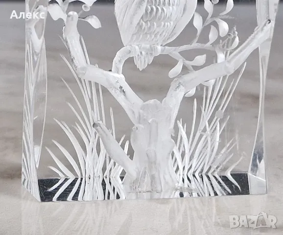 Изящно триизмерно преспапие– Бухал., снимка 6 - Статуетки - 47650534