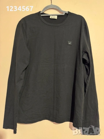 Acne Studios Tage Face Long Sleeve Tee Black Cotton.